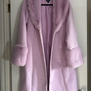 Lavender Faux Fur Trim Coat